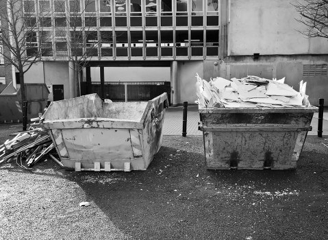 Enclosed skip ready for hire in Hounslow